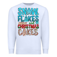 White Snow Flakes aAd Christmas Cakes Premium Sweatshirt - BundleAndBundleShop