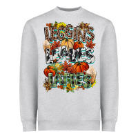 Heather Grey Leaves lattes Fall pumpkin Heavyweight Sweatshirt - NancyCooperArtShop