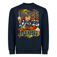 Navy Leaves lattes Fall pumpkin Heavyweight Sweatshirt - NancyCooperArtShop