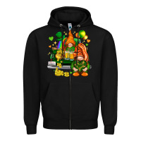 Black St. Patrick's Day gnomies with heart Zipper Hoodie - HowdyJamesFarm