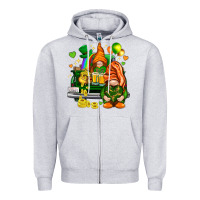 Heather Grey St. Patrick's Day gnomies with heart Zipper Hoodie - HowdyJamesFarm