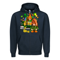 Navy St. Patrick's Day gnomies with heart Zipper Hoodie - HowdyJamesFarm