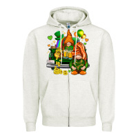 Oatmeal Heather St. Patrick's Day gnomies with heart Zipper Hoodie - HowdyJamesFarm