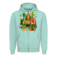 Seafoam St. Patrick's Day gnomies with heart Zipper Hoodie - HowdyJamesFarm