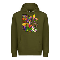 Army Green louisiana map love Premium Hoodie - OliviaCreatesArt