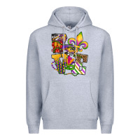 Heather Grey louisiana map love Premium Hoodie - OliviaCreatesArt