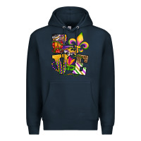 Navy louisiana map love Premium Hoodie - OliviaCreatesArt