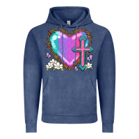 Vintage Denim easter cross heart la Vintage Hoodie - LillyAllenDesigns