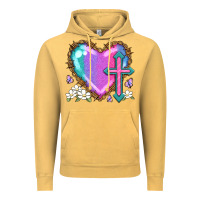 Vintage Mustard easter cross heart la Vintage Hoodie - LillyAllenDesigns