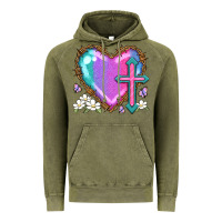 Vintage Olive easter cross heart la Vintage Hoodie - LillyAllenDesigns