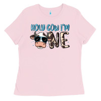 Bubblegum Pink holy cow i'm one Ladies Tee - MaliasSmallBusiness