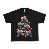 Black Christmas Tree With Manatee Urban Heavy Tee - LillyAllenDesigns