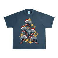 Midnight Navy Christmas Tree With Manatee Urban Heavy Tee - LillyAllenDesigns