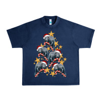 Navy Christmas Tree With Manatee Urban Heavy Tee - LillyAllenDesigns