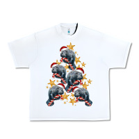 White Christmas Tree With Manatee Urban Heavy Tee - LillyAllenDesigns