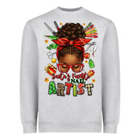 Heather Grey santa's favorite nail artist afro messy bun Heavyweight Sweatshirt - texasbilliewilder