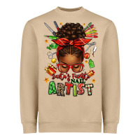 Santa's Favorite Nail Artist Afro Messy Bun Heavyweight Sweatshirt | Teevron