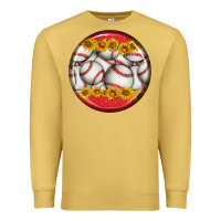 Antique Gold baseball with sunflower round earrings Premium Sweatshirt - BundleAndBundleShop