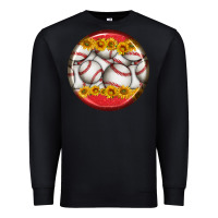 Black baseball with sunflower round earrings Premium Sweatshirt - BundleAndBundleShop