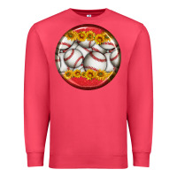Cardinal baseball with sunflower round earrings Premium Sweatshirt - BundleAndBundleShop