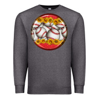 Charcoal Heather baseball with sunflower round earrings Premium Sweatshirt - BundleAndBundleShop