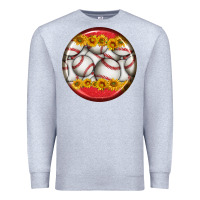 Heather Grey baseball with sunflower round earrings Premium Sweatshirt - BundleAndBundleShop