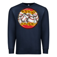Navy baseball with sunflower round earrings Premium Sweatshirt - BundleAndBundleShop
