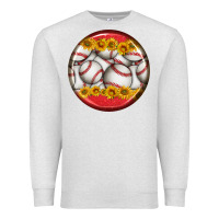 Oatmeal Heather baseball with sunflower round earrings Premium Sweatshirt - BundleAndBundleShop