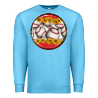Ocean Blue baseball with sunflower round earrings Premium Sweatshirt - BundleAndBundleShop
