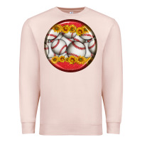 Pale Pink baseball with sunflower round earrings Premium Sweatshirt - BundleAndBundleShop