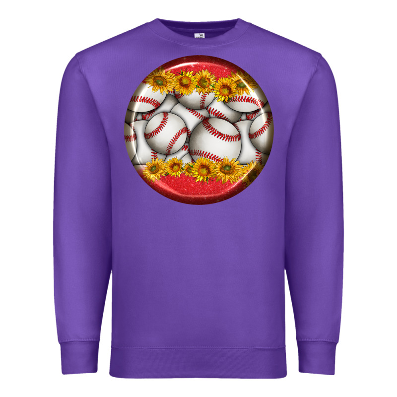 Baseball With Sunflower Round Earrings Premium Sweatshirt by BundleAndBundleShop | Teevron