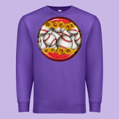Baseball With Sunflower Round Earrings Premium Sweatshirt Designed By Bundleandbundleshop