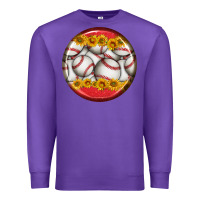 Purple baseball with sunflower round earrings Premium Sweatshirt - BundleAndBundleShop