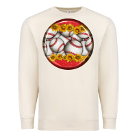 Sandshell baseball with sunflower round earrings Premium Sweatshirt - BundleAndBundleShop