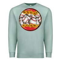 Seafoam baseball with sunflower round earrings Premium Sweatshirt - BundleAndBundleShop