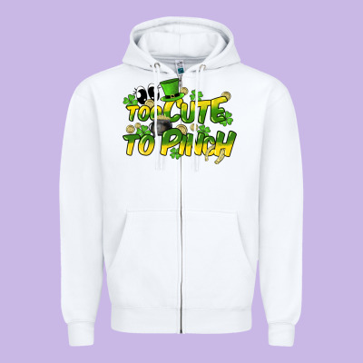 Too Cute To Pinch St. Patrick's Day Zipper Hoodie Designed By Howdyjamesfarm
