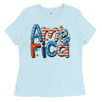 Baby Blue america Ladies Tee - MaliasSmallBusiness