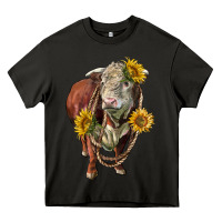 Asphalt hereford bull rope and sunflowers Heavy Core Tee - LillyAllenDesigns