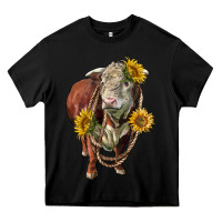 Black hereford bull rope and sunflowers Heavy Core Tee - LillyAllenDesigns