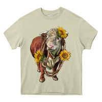 Mossy hereford bull rope and sunflowers Heavy Core Tee - LillyAllenDesigns