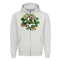 Dove Grey Texas map St. Patrick's Zipper Hoodie - CowGirlArtShop