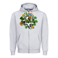 Heather Grey Texas map St. Patrick's Zipper Hoodie - CowGirlArtShop