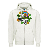 Oatmeal Heather Texas map St. Patrick's Zipper Hoodie - CowGirlArtShop