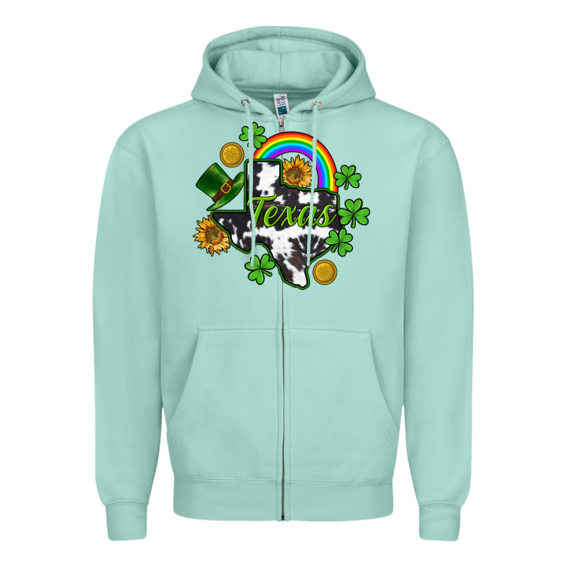 Texas Map St. Patrick's Zipper Hoodie by CowGirlArtShop | Teevron