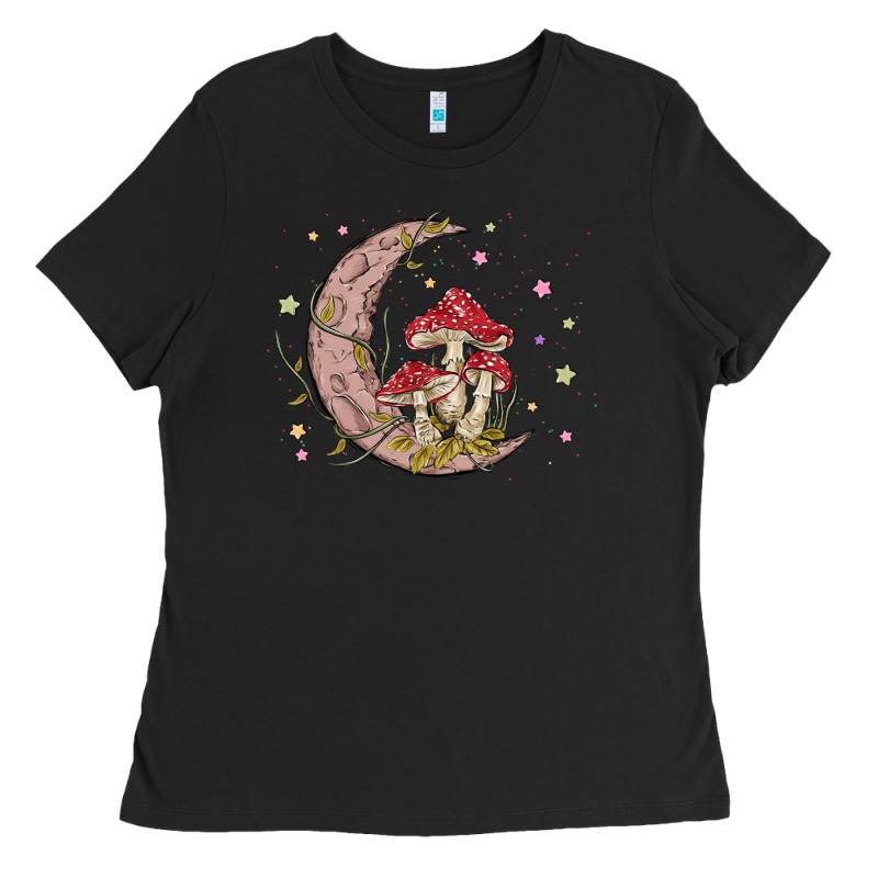 Moon And Mushrooms Ladies Tee by MaliasSmallBusiness | Teevron
