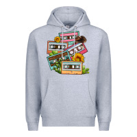 Heather Grey 90s country caassette tapes Premium Hoodie - OliviaCreatesArt