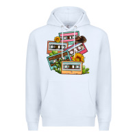 White 90s country caassette tapes Premium Hoodie - OliviaCreatesArt