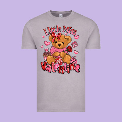 Little Miss Valentine Teddy Bear Vintage Tee Designed By Lillyallendesigns