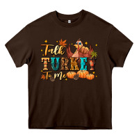 Chocolate Brown Talk turkey to me Heavy Core Tee - NancyCooperArtShop