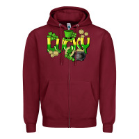 Burgundy Lucky St. Patrick's Day Zipper Hoodie - HowdyJamesFarm